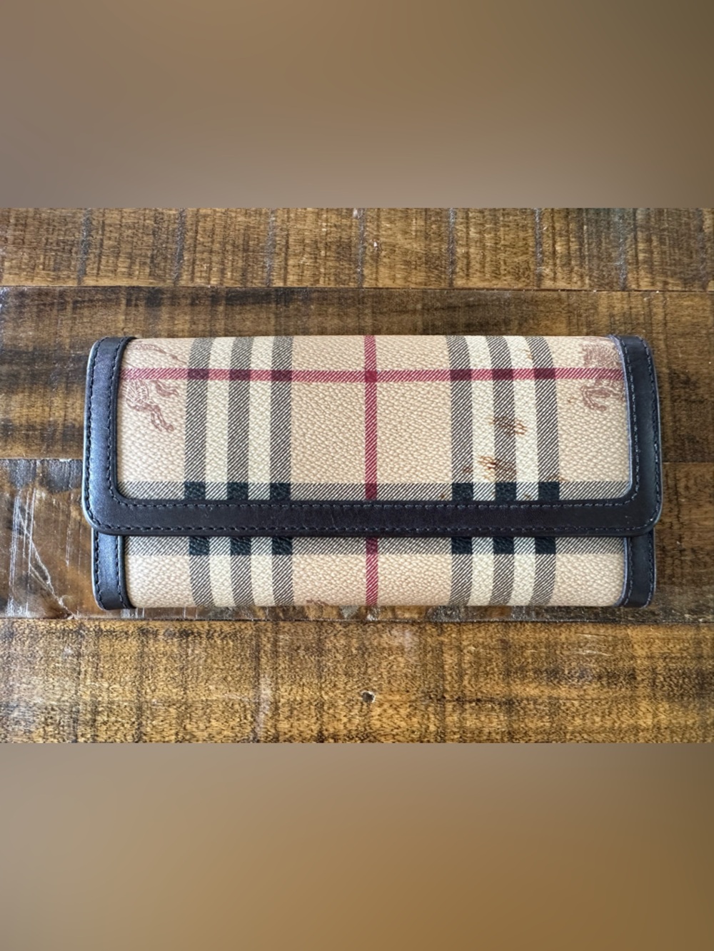 Burberry Brown Leather Wallet with Gold Hardware